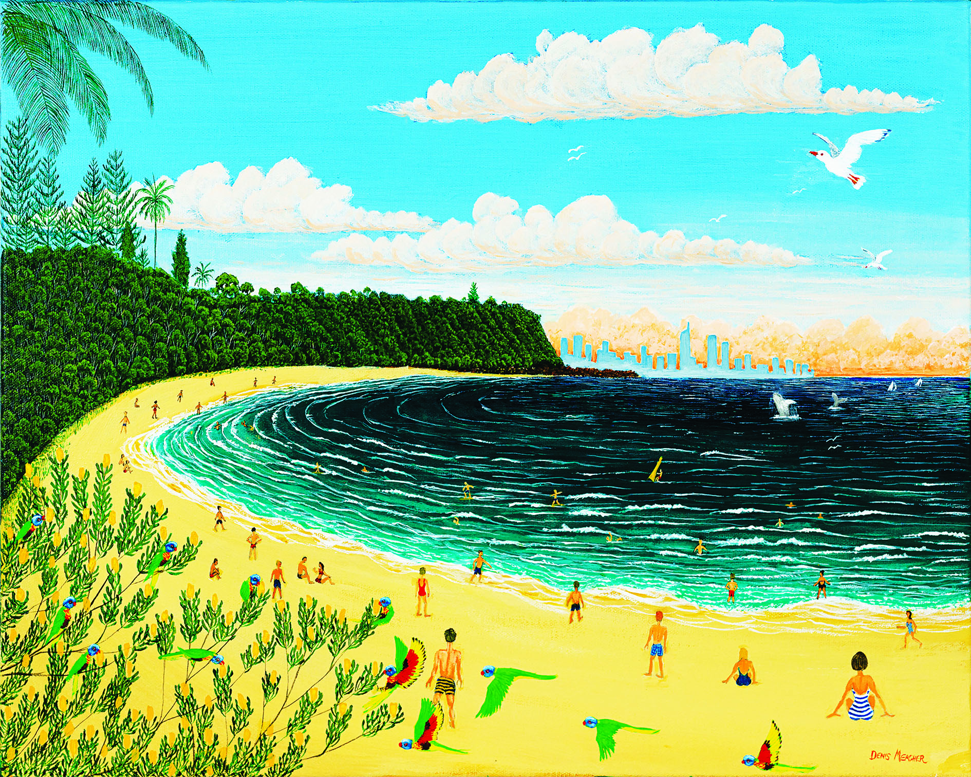 Denis Meagher painting of a Gold Coast beach